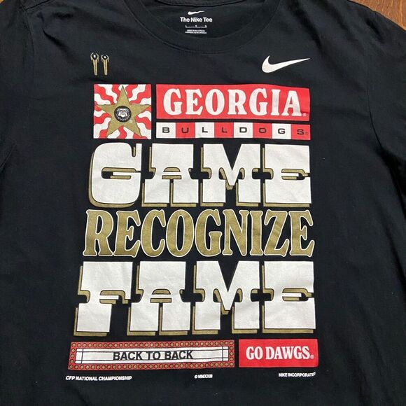 Nike Athletic Fit UGA Georgia Bulldogs National Champions Black Tee Mens Large - Picture 5 of 7